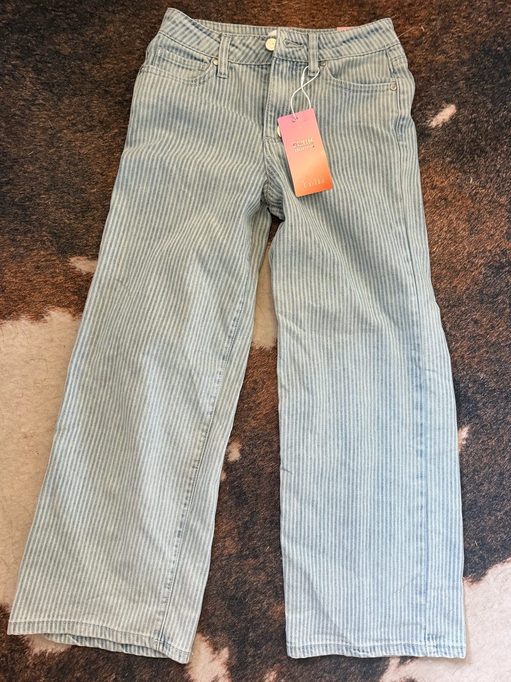 YMI Light Blue Pinstripe Wide-Leg Jeans-NWT Kids Size 8